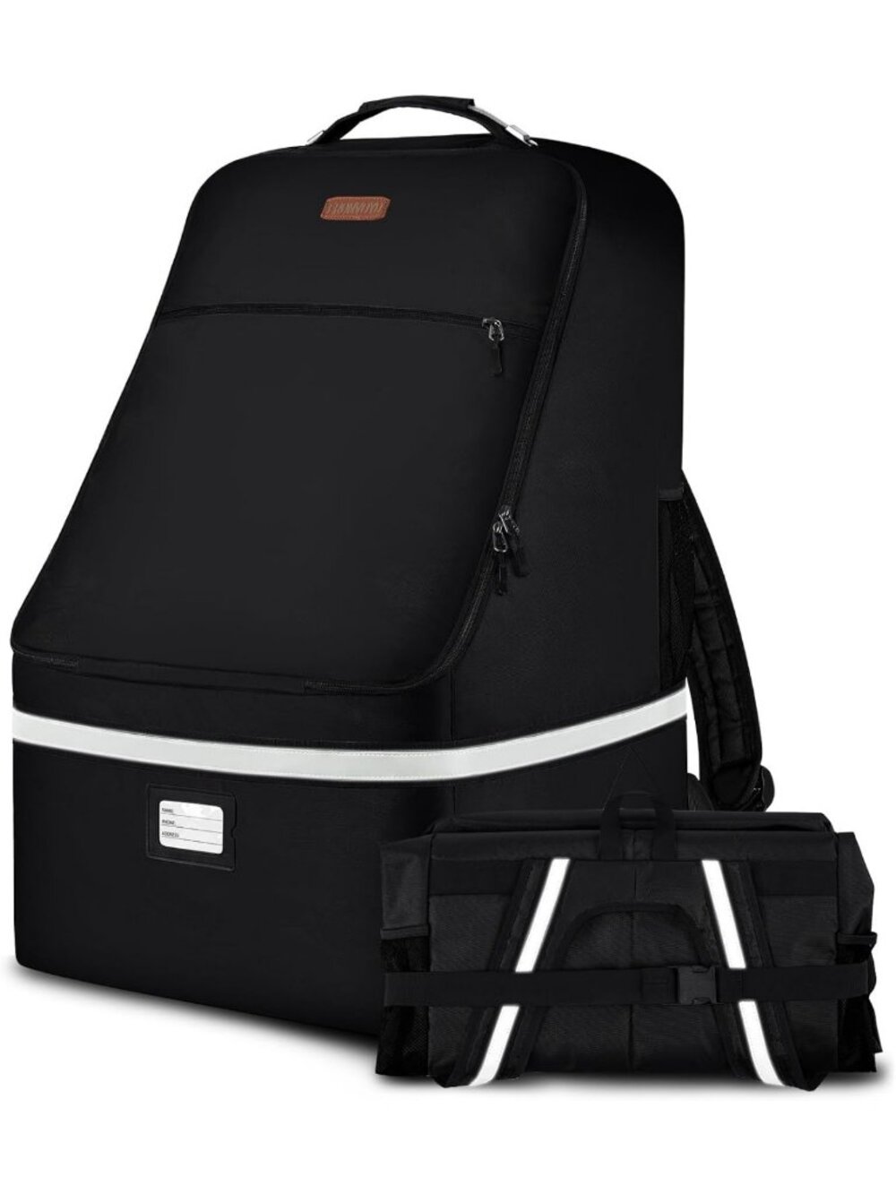 Padded Car Seat Travel Bag with Steel Handle & Reflective Stripes, Durable